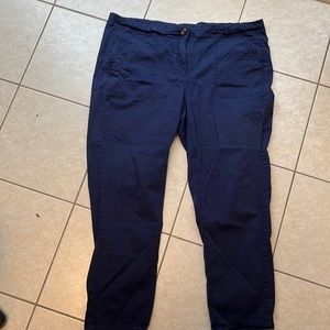 Blue cotton pants.